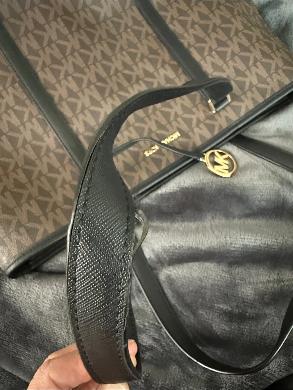 Michael Kors Brown & Black Signature Monogram Shoulder Bag